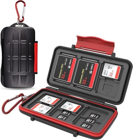 36 yuvalı SD kart tutucu, 18 TF + 12 SD + 6 CF hafıza kartı tutucu saklama cüzdanı, MSD Micro SD SDHC SDXC SDUC bellek kartları, karabinalı, kompakt ve taşınabilir
