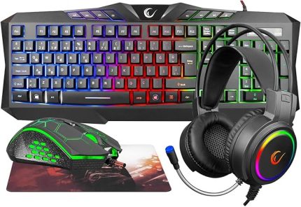 KM-404 ARGENTI Rainbow Aydınlatmalı USB Gaming Combo Q Klavye + Kulaklık + Mouse + Mousepad