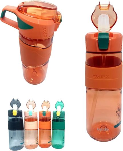 ml Tritan Su Şişesi – Dayanıklı ve Hafif Spor Matara, BPA İçermez, Sızdırmaz Kapak, Taşınabilir ve Şık Tasarım, Sağlıklı İçim İçin İdeal, Spor ve Günlük Kullanıma Uygun (Sıcak Turuncu)