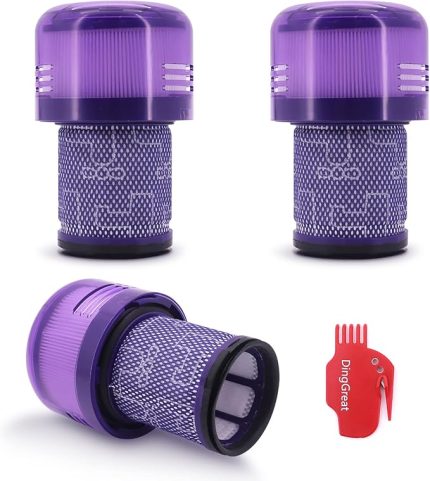 Dyson V12 Detect Slim elektrikli süpürge için 3 adet yedek filtre, yıkanabilir filtre ünitesi, # 971517-01