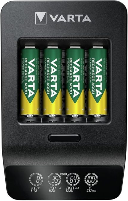 Akü şarj cihazı, 4 x AA 2100 mAh dahil, şarj edilebilir AA/AAA, LCD Smart Charger+ için, tek yuvalı şarj, 2 mod: Şarj, tazeleme