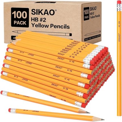 100 adet 2 adet sarı HB grafit ahşap kaplama silgi ofis okul okul okul malzemeleri çocuklar öğretmen öğrenciler çizim