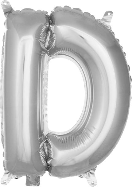 VİTRİNİ D Harfi 16 İnç Gümüş Renk Folyo Balon 36 CM (Gümüş)