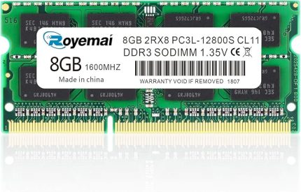DUOMEIQI 8GB DDR3L 1600MHz PC3-12800 1.35V 2Rx8 Dual Rank 204 Pin CL11 Tamponsuz Non-ECC SODIMM Dizüstü Bilgisayar/Not Defteri Bellek Modülü Yükseltme