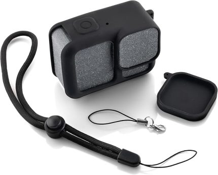 Silikon Koruyucu Kılıf + Objektif Kapağı GoPro Hero 13 ile Uyumlu – Tam Koruma – Siyah