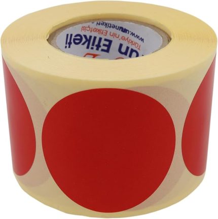 etiketler , hazır al hızlı al Kırmızı Renk Zemin Baskılı Kuşe Etiket 40mm Çapında 500 Adet 40mm Kuka Çapı (Kırmızı)