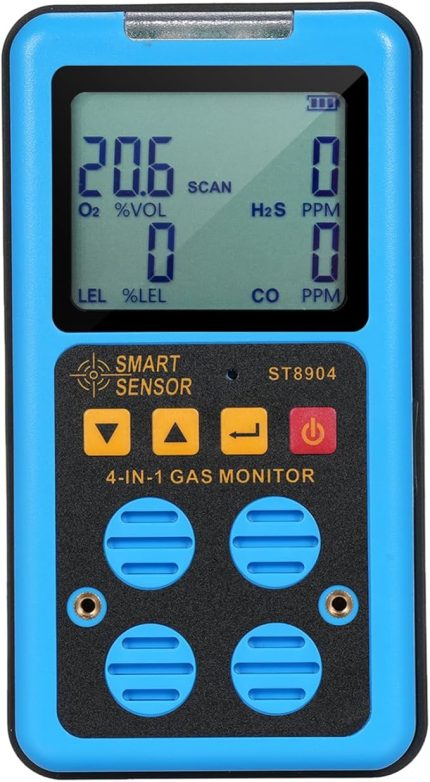 AKILLI SENSÖR 4'ü 1 arada Gaz Monitörü Şarj Edilebilir Taşınabilir Gaz Dedektörü H₂S O₂ CO ve LEL Çoklu Gaz Monitörü LCD Ekranlı Profesyonel Gaz Koklayıcı Ses Titreşim Flaş Alarm Modu