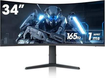 Monitör 34E6UC 34 inç, 165Hz/, UWQHD, 3440 * 1440, 1ms, Adaptive Sync, monitörler, gaming, HDMI2.1 * 2, DP1.4 * 1, Eğilmek,-5~20°/-15~15°, Yukarı ve aşağı, VESA，HDR400, 75 * 75mm, Siyah