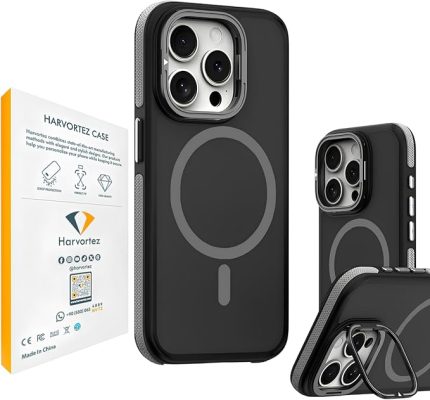 iPhone 12/12 Pro Kılıf MagSafe Uyumlu, Güçlü Manyetik Cep Telefon Kılıfı, Metal STANDLI, Mat Darbe Emici Kapak, Alüminyum Tuşlar ve Kaydırmaz Yan Şeritlerli Phone Case - Titamyum Gri