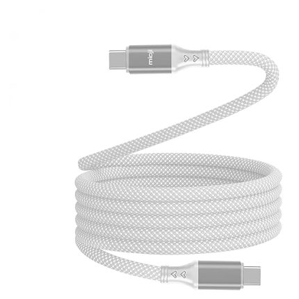 Mio SC1000 USB-C To USB-C 60W Mıknatıslı Spiral Şarj ve Data Kablosu 1m - Beyaz