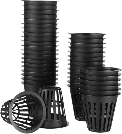 Geniş dudaklı hydroponic oluklu mesh net tencere-60 paket, bitkiler için 2 inç sepet