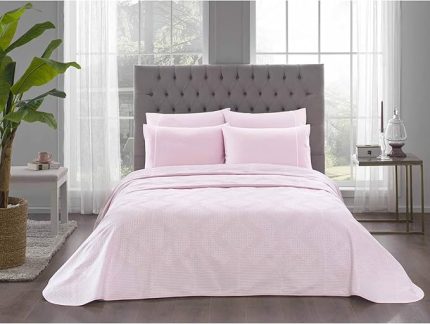 Madison Jakarlı%75 Pamuk%25 Polyester Pike Takımı, Pembe, Çift Kişilik