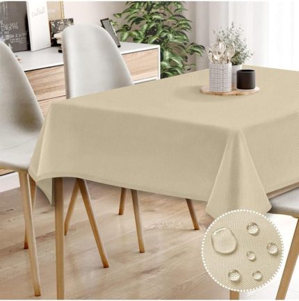 Canvas Açık Bej Sıvı Geçirmez Leke Tutmaz Masa Örtüsü AÇIK BEJ 160 x 300