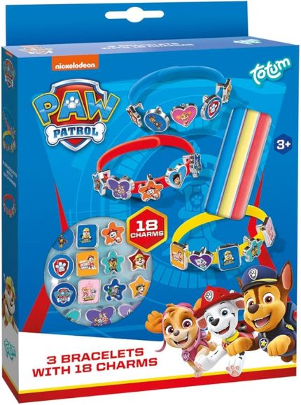Paw Patrol charm bileklik el işi seti – 3 farklı renkte 18 havalı tılsım ile en sevdiğiniz kahraman motifleri, kırmızı, sarı, mavi