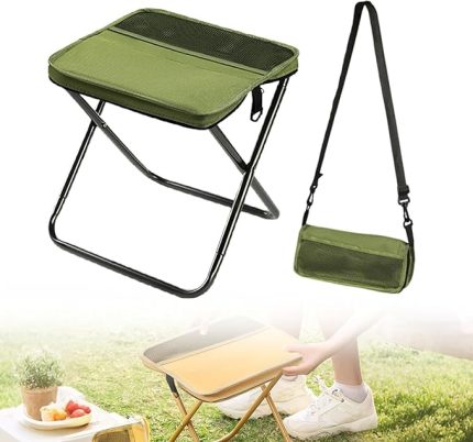 Backpack Stool, Portable Mountaineering and Hiking, 2025 New Lightweight Foldable Stool with Carrying Bag for Traveling, Camping, Fishing and Subway (Green,Large)