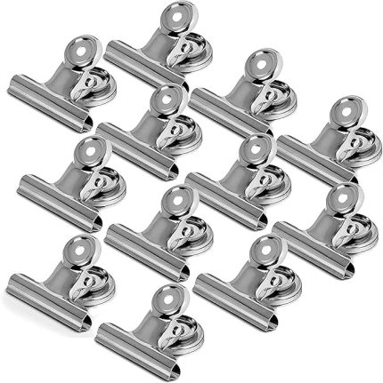 12 Adet Mıknatıslı Mandallı Buzdolabı Magnet Fotoğraf Kağıt Evrak Tutucu