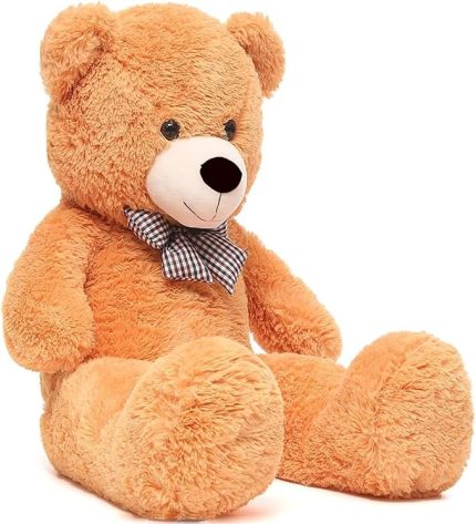 cm Rengarenk Papyonlu Peluş Ayıcık - % 100 YERLİ Kahverengi