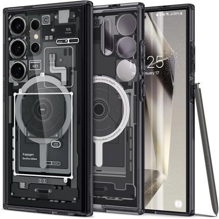 Galaxy S24 Ultra ile Uyumlu Magnet Kılıf Ultra Hybrid Mag Fit Sararmaya Dayanıklı Tasarım Siyah Şeffaf Kapak - ACS07298 (Spigen TR Garantili)