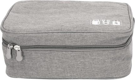 Elektronik aksesuar düzenleyici çanta, taşınabilir seyahat düzenleyici çanta, büyük kapasiteli elektronik düzenleyici saklama çantası, mobil sabit diskler, dizüstü bilgisayarlar için güç kablosu (gri)