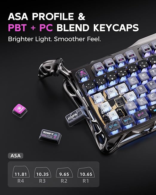 Mercury K1 Pro RGB Kablosuz Mekanik Gaming Klavye, Alüminyum Çerçeveli, İngilizce Q, Special Edition, Cyberpunk - Görsel 3