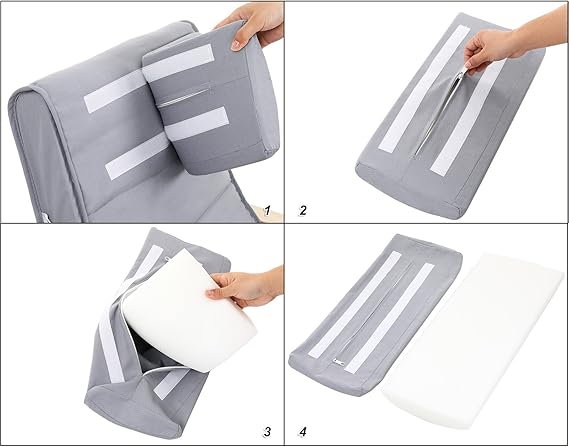 Huş Ağacı Sallanan Sandalye, 5 Kademede Ayarlanabilen Ayak Desteği, Pamuk Kılıf, 150 Kg Taşıma Kapasitesi, Oturma Odası, Yatak Odası, Açık Gri, Lyy41G - Görsel 5