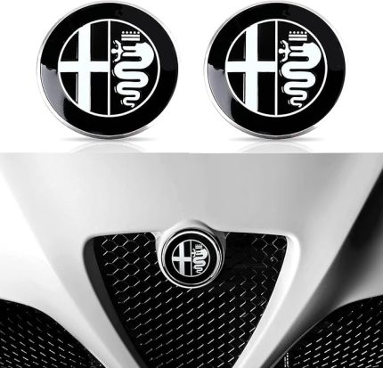 adet 74 mm Logo Amblem Çıkartma Giulia Giulietta Stelvio Efsane Tonal Örümcek Brera 159 147 156 166 GT Araba Styling (Siyah) Arma