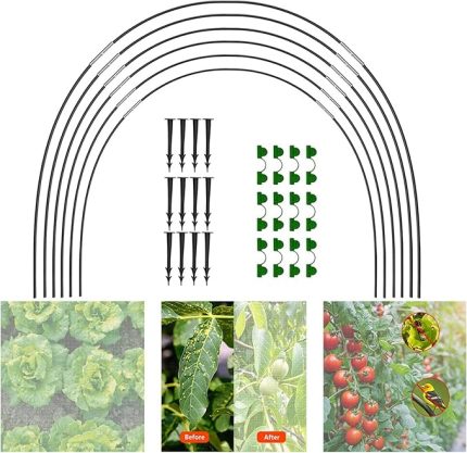 Bahçe Sera Çemberleri - 18 ADET Bahçe Çemberi Ev Kiti, Tünel Sera Çemberleri, Bitkiler Büyüyen Tüneller Destek Evleri Bahçe Çerçeveleri Fiberglas Bitki Bahçeleri