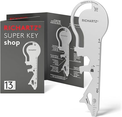 KEY shop | Çok amaçlı alet anahtarlık | 13 pratik fonksiyon | yüksek kaliteli, mat cilalı paslanmaz çelik | anahtarlık aleti ambalaj ve fonksiyon açıklaması dahil