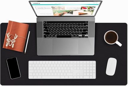 Lindos - Deri Mat, Masa Pedi, Büyük Mouse Pad, Ofis için Mat, Su Geçirmez Mat, Ofis ve Ev için Deri Pedi, Gaming Masa Matı, Masaüstü için Masa Koruyucu Pedi (75 cm x 34 cm x 1,3) (Siyah)