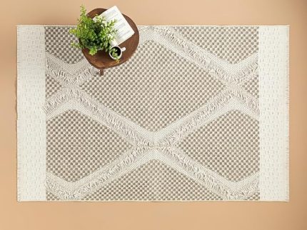 Home Hanna Saçaklı KILIM 120x180 cm Krem - Taş