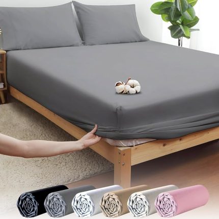 Home Pamuklu Ranforce Tek ve Çift Kişilik Lastikli Çarşaf (Gri, 100 x 200)