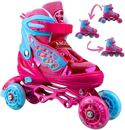 Kanatlı Işıklı Inline Paten Kız Çocuk Pateni Silikon Teker