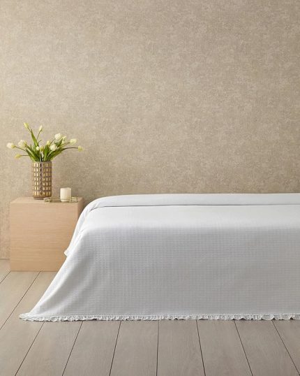 Home Lenora Pamuklu Fırfırlı Çift Kişilik Pike Beyaz
