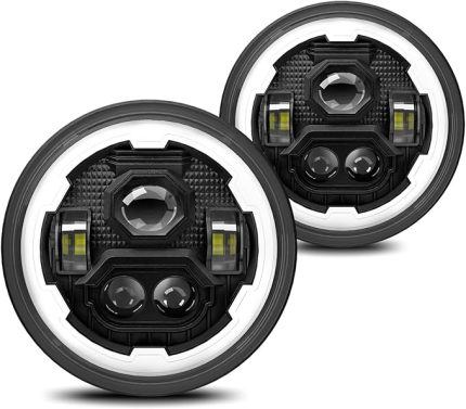 inç LED Far Yuvarlak Far Hi/Lo Işın, DRL ve Amber Dönüş Sinyali Arabalar için Motosikletler Su Geçirmez IP67, 2 Paket