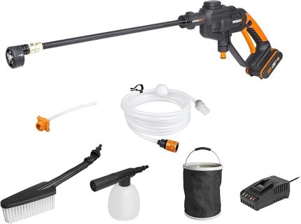 WG620E.2 20Volt 2.0Ah. Li-ion 24 Bar Basınçlı Yıkama Tabancası + 4 Parça Yıkama Seti