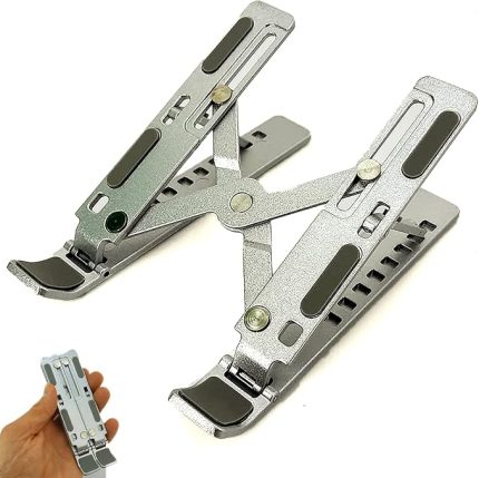 Mini Metal Stand Katlanabilir Çantada Taşınabilir Folding Alüminyum 8 Kademeli Telefon ve Tablet Standı 13 cm Mini Dizayn | RT008 Silver