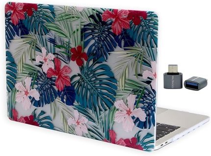 Macbook Air 13inç M1 Kılıf Flower01NL (TouchID'li M1 Air) A2337 A2179 A1932 ile Uyumlu Yeşil