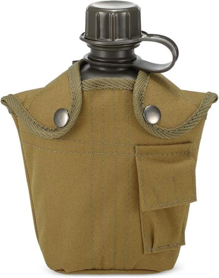 1L Açık Askeri Kantin Şişe Kamp Yürüyüş Sırt Çantası Survival Su Şişesi Su Isıtıcısı