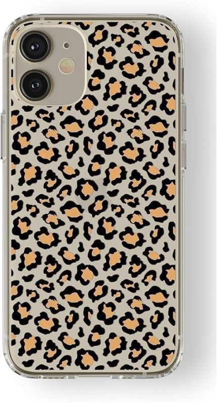 Iphone 12 ile Uyumlu Leopar Desen Tasarım Baskılı Şeffaf Kılıf