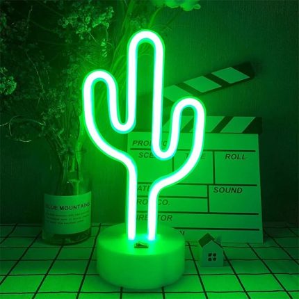 LED Kaktüs Işıklı Tabela Neon Lamba Tutucu ile Neon Gece Lambası Neon Gece Lambası Pil/USB ile Çalışan LED Neon Işık, Parti, Doğum Günü Dekoru Arkadaşlar için Çocuklar Besleme Hediyeleri