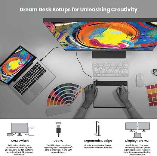 PD2705Q 27 inç 2K QHD IPS Fabrika Kalibre Bilgisayar Monitörü, Grafik Tasarım ve Video Düzenleme için,%100 sRGB, DualView, USB-C, 65W Güç Dağıtımı, Papatya Zinciri, HDR10 ve CAD/CAM - Görsel 5