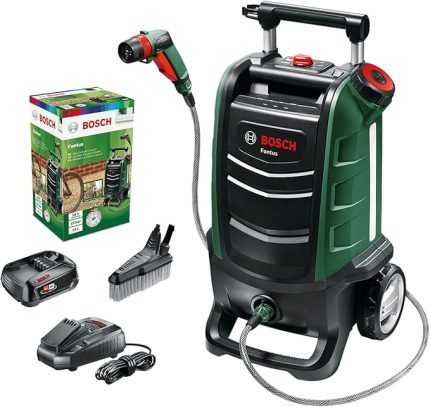 Home and Garden Fontus Akülü Yüksek Basınçlı Yıkama, Yeşil, 15 Litre Su Deposu, (18 V, 1 Akü, Maks. Basınç 15 Bar)