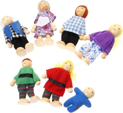 7 Ahşap Seti Aile Üyesi Insan Figürü Oyuncak Ahşap Aile Figürleri Kafkas Aile Rol Oyuncakları Aile Seti Yürümeye Başlayan Takım Elbise Çocuk Takım Elbise Bebek Mini Ev Odun