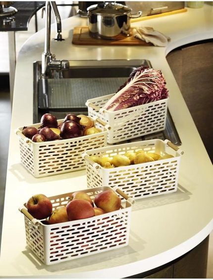 Çok Amaçlı Tutacaklı Organizer Sepet - Dolap Içi & Çekmece Düzenleyici Sepet Beyaz, 24121810018