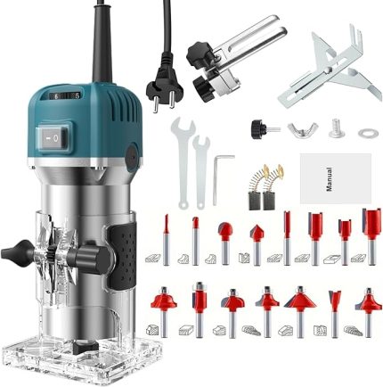 Ahşap frezesi 800 W, 28000 rpm 220 V elektrikli kenar frezesi, 6 hız, 15 freze ucu, ayarlanabilir ahşap yarık frezesi, oyma makinesi, ahşap işleme için elektrikli alet (EU)
