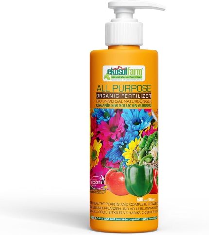 Sıvı Solucan Gübresi, Ev Bitkileri, Çiçekli Bitkiler, Meyve ve Sebzeler için Üniversal Organik Sıvı Gübre Organik Sertifikalı, 500 ml