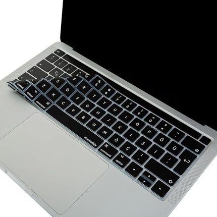 Premium Türkçe Q Silikon Klavye Koruyucu – MacBook Pro Touch Bar 13-15″ Uyumlu A1706-A1989-A2159 / A1707-A1990, Enter “L” Biçimli, Sessiz Yazım, Temizlenebilir, Dayanıklı Koruma Siyah
