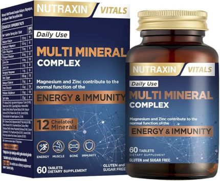 Multi Mineral Complex | 12 Mineral İçeren Takviye | Vegan | 60 Tablet | Kalsiyum, Magnezyum, Çinko, Demir ve Daha Fazlası
