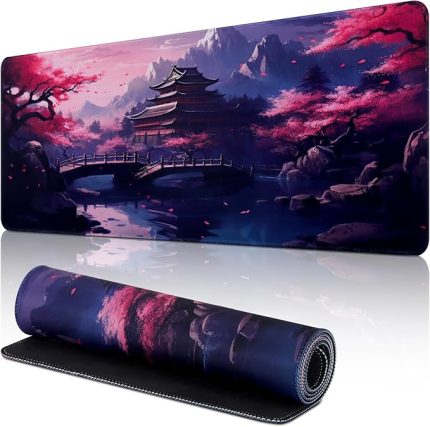 Kaymaz Fare Altlığı, 80 x 30 cm Genişletilmiş, Oyun Mousepad Su Geçirmez, Kauçuk Tabanlı Masa Örtüsü, Ofis ve Ev için Dizüstü Bilgisayar Masası Pedi (05-Sakura Mouse Pad)