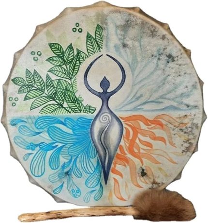 10 inç Şaman Davul Davul Sopa, El Tasarlanmış Hayat Ağacı Davul Sibirya Davul, Vintage Perküsyon Enstrüman Manevi Müzik Sembolü